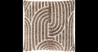 Unique Living Sierkussen Ziza - Stof - Taupe/Bruin - 45 x 45 x cm (BxHxD)