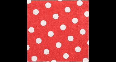Servetten - rood met witte stippen - 60x st - 40 x 40 cm - feestservetten / polkadots - Papieren wegwerp servetjes