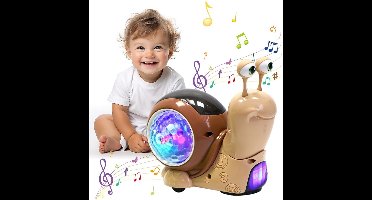 Lichtgevende Slak Speelgoed, Baby Kruipen Speelgoed, Leuke Slak Kruipen Speelgoed, Dier-Thema Speelgoed Geschikt ,Interactief muzikaal speelgoed met licht en muziek, educatief speelgoed voor jonge kinderen, vroeg onderwijs (Grijs)