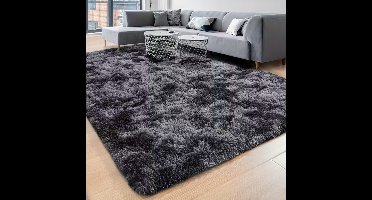 Vloerkleed - grijs - donkergrijs - tapijt - pluizig - pluche - woondecoratie - kamerdecoratie - kinderkamer - gemêleerd - 120 x 160 cm