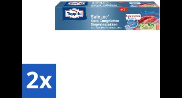 Toppits – Safeloc Zip-Diepvrieszakken – 3 Liter – 15 Zakjes - Voordeelverpakking - 2 stuks
