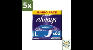 5 x Always – Inlegkruisjes – Protect Long – 62 stuks per verpakking - Grootverpakking - Koffie - Koffiezetapparaat - Koffiezetapparaat