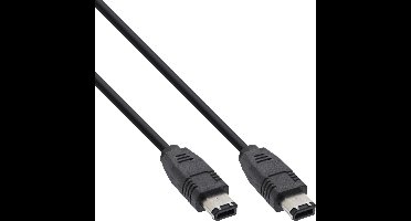 InLine FireWire-kabel, IEEE1394 6pin male / male, zwart, 3m