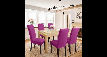 Stoelhoezen - 4 Stuks - Polyester - antislip - Verwijderbare - Elastisch - Wasbare - Modern - Machinewas - 50D x 50B x 60H centimeter - Kleur : Paars