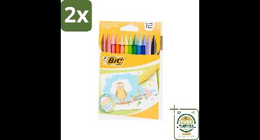 BIC - Waskrijt - Diverse Kleuren - 12 Krijtjes - Voordeelverpakking - 2 stuks - Tekenkrijt - Creatief materiaal