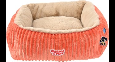 Woezel & Pip divan corduroy vierkant roze 50cm