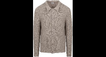 Suitable Cardigan Boiled Wool Taupe - Maat M - Heren - Vest met rits voor Mannen