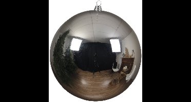 Decoris grote kerstbal - zilver - 20 cm - kunststof - grote kerstballen kerstversiering