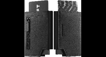 DUGRAFT Card Holder Wallet with Coin Compartment, RFID Blocking Men Wallet with Money Organizers and 3 Leather Slots, Black, Minimalist