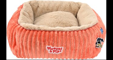 Woezel & Pip divan corduroy vierkant roze 40cm