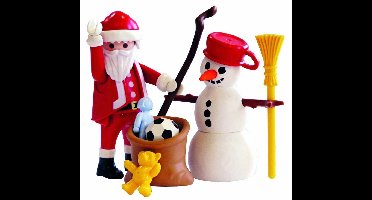 Kerstman met sneeuwman/Père Noël et bonhomme de neige