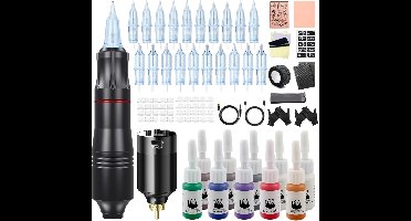 Tattoo Machine met Accessoires - Tattoo kit Draadloos - Complete Set -Zwart