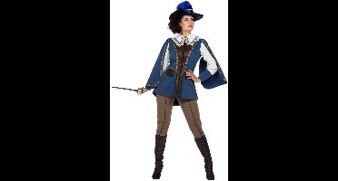 Lady Musketier Kostuum Blauw - Maat 46