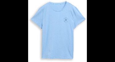 Tom Tailor - T-shirt met bloemenborduursel - Maat XS - light fjord blue