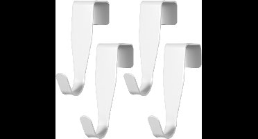 IMPERATORIS® Deurhaken - Kapstok Haken voor Deur - Zonder Boren - Voor Jassen, Handdoeken en Tassen - metalen - Anti-kras - Set van 4- Wit