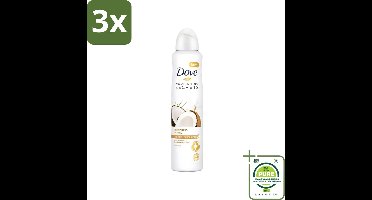 3 x Dove - Deodorant - Coconut & Jasmine Flower - Tropisch en verzorgend - 250 ml - Grootverpakking - Dove Deodorant - Kokos En Jasmijn - Antitranspirant - Deodorant Spray - Gevoelige Huid