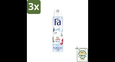 3 x Fa - Deodorant Spray - Winter Splashes Ice Jump - Koel - 48 uur Bescherming - 150 ml - Grootverpakking - Deodorant Spray - 48 Uur Bescherming - Winter Splashes Ice Jump - Koel - Geur