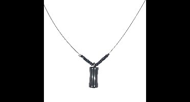 Glamour - Halsketting - Handgemaakte Ketting - Edelstaal - Gun Metal - Bone - 44 cm.