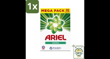 1 x Ariel Original - Waspoeder - Witte en Lichtgekleurde Was - 50 Wasbeurten- Waspoeder - Reiniging - Witte Was - Lichte Kleuren - Anti-residu