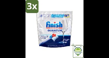 3 x Finish Powerball - Quantum All in 1 - Vaatwastabletten - Stralende Glans - 18 Tabletten - Grootverpakking - Vaatwastabletten - Vaatwasser - Diepe Reiniging - Glans - All In One