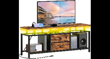 LeeuwenChoice® Televisie Meubel Zwart - Smart TV Kast - Open Dressoir Met Lades - 106x28x48cm