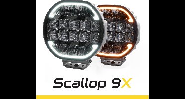 SKYLED Scallop Dynamic 9X 9 inch Led Verstraler met positielicht wit/amber dynamic 15.000 Lumen 180 watt IP69K 680 meter bij 1 lux