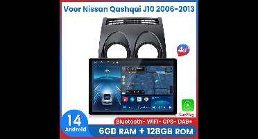 Awesafe 6GB+128GB 13.1 Inch IPS Scherm - Geschikt Voor Nissan Qashqai J10 2006 t/m 2013 - Draadloos Apple Carplay & Android Auto - 8 Kern V1PRO - GPS Navigatie 4G WIFI - Ondersteuning invoegen 4G SIM - 2006 2007 2008 2009 2010 2011 2012 2013