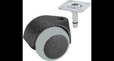 Dörner+Helmer - Dubbel zwenkwiel - met plaat 50mm - 40kg - zwart