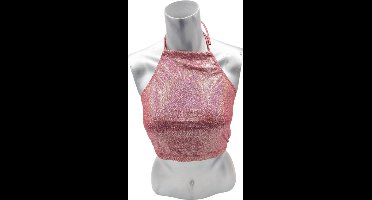 Kinky Glossy Oud Roze Halter Top With Open Back Size L