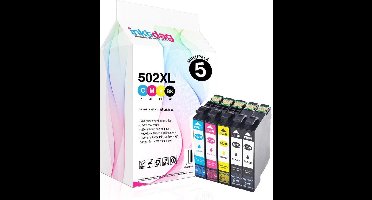 Inktdag inktcartridges voor Epson 502XL, Epson 502 multipack van 5 kleuren (Epson 502xl zwart *2, Epson 502xl C/M/Y *1) voor Epson Expression Home XP-5105 XP-5100 Workforce WF-2860DWF WF-2865DWF XP5105 WF-2860