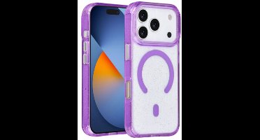 TUNIQ Back cover iPhone 17 Pro - MagSafe - Schokbestendig - Glitter - Paars