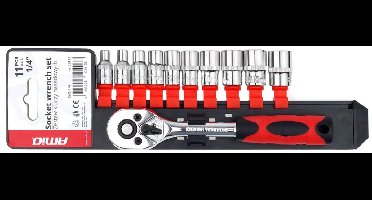 Dopsleutelset met ratel – 1/4 inch – 10-delige set