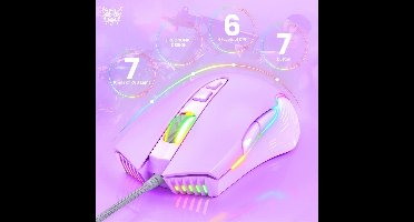 Bedrade Gaming Muis met RGB Verlichting 6400 DPI Optische 7 Knoppen voor PC en Laptop