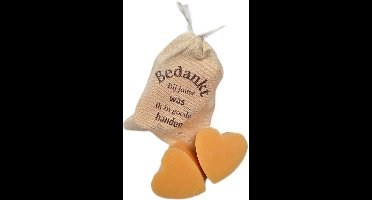Cadeautje voor de juf / meester : Linnen zakje met 2 zeephartjes grapefruit - savon de marseille - zeep geschenkset - geschenk juf