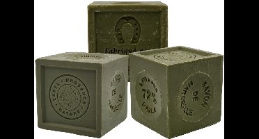 Marseille Zeep 3x600gr met 72% Olijfolie - Blokken Groene Marseille Zeep