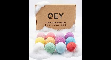 QEY® XL Bruisballen set (12 stuks) voor Bad - Bath Bombs - 100% Natuurlijk - 80+ Gram! - Geschenkset - Cadeauverpakking
