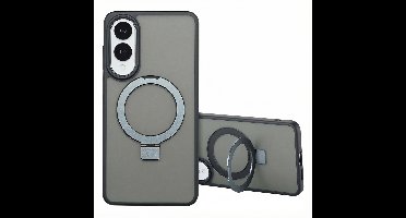 Accezz Hoesje - Geschikt voor Samsung Galaxy S25 Edge - Ring Stand Backcover met Magnetische Ring - Zwart