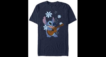 Lilo & Stitch Stitch Flowers Dames T-shirt - blauw - XXL