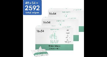 Naïf - Water Billendoekjes - 2.592 doekjes (48 stuks x 54 doekjes)
