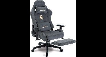 Hydrix® Gaming Stoel met Voetsteun - Gaming Chair - Grijs - Ergonomisch - Verstelbaar Lendenkussen - Hoofdsteunkussen - 56x47x126-135Cm