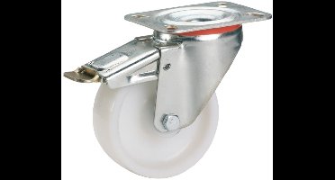 Dörner + Helmer 732141 Polyamide zwenkwiel met blokkeerrol 80 x 30 mm / Plaat 100 x 85 mm