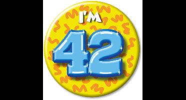 Paper Dreams Button I'm 42 Staal 5,5 Cm Geel/blauw