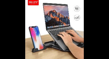 Sikai - Universele Laptophouder - Standaard 10 - 20'' inch - Laptop steun - Laptop Verhoger - Telefoonhouder - Geschikt voor Laptops/Tablets/E-reader/Notebooks/Boekenstandaard - voor Thuiswerken en Kantoor - Laptop standaard Zwart