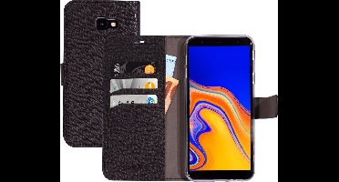 Mobiparts hoesje geschikt voor Samsung Galaxy J4+ (2018) - Saffiano Wallet/Portemonnee hoesje - Magneet Sluiting - 3 Opbergvakken - Zwart