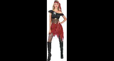 Vegaoo - Gestreept piraten kostuum met doodskop voor dames