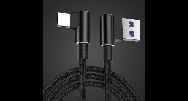 Premium USB-C haaks naar USB-A haaks snellaadkabel - USB2.0 - tot 3A / zwart - 1 meter