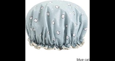 Dikke 1Stuks Douche muts - Shower Cap - Blue Cat - Waterdicht - BadMuts  - Dubbele Laag - Douchemuts Haar Cover Bedekking - Vrouwen Benodigdheden DoucheCap Badkamer Accessoires