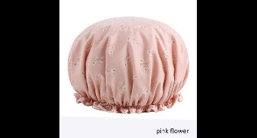 Dikke 1Stuks Douche muts - Shower Cap - Pink Flower - Waterdicht - BadMuts  - Dubbele Laag - Douchemuts Haar Cover Bedekking - Vrouwen Benodigdheden DoucheCap Badkamer Accessoires