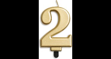 Wefiesta Verjaardagskaars Cijfer 2 Wax 7,8 Cm Goud
