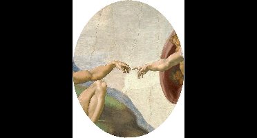 Schepping van Adam, Michelangelo Buonarroti - Foto op Behangcirkel - ⌀ 120 cm